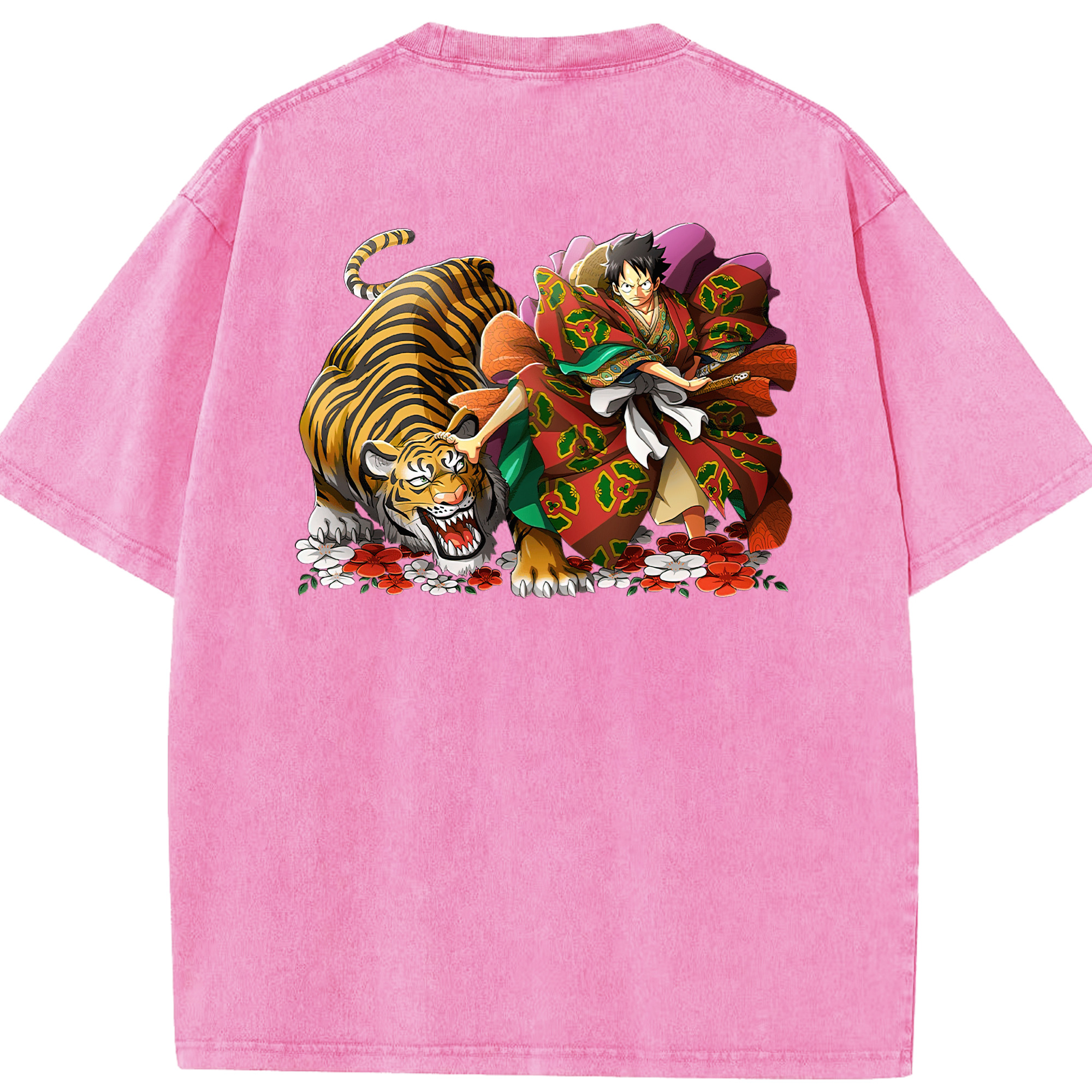ワンピース モンキー・D・ルフィ ONE PIECE Monkey D. Luffy 綿100% ヴィンテージ風 半袖Tシャツ（背面プリント）